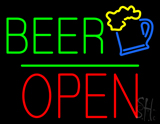 Beer Logo Block Open Green Line Neon Sign