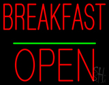 Breakfast Block Open Green Line Neon Sign