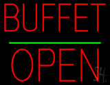 Buffet Block Open Green Line Neon Sign