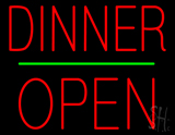 Dinner Block Open Green Line Neon Sign