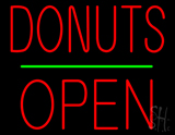 Donuts Logo Open Green Line Neon Sign