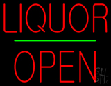 Liquor Block Open Green Line Neon Sign