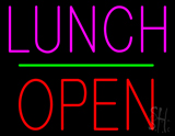 Lunch Block Open Green Line Neon Sign