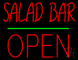 Red Salad Bar Block Open Green Line Neon Sign