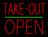 Take Out Block Open Green Line Neon Sign