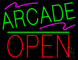 Arcade Block Open Green Line Neon Sign