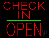 Check In Block Open Green Line Neon Sign