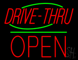 Drive Thru Block Open Green Line Neon Sign