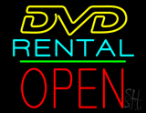 Dvd Rental Open Block Green Line Neon Sign