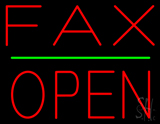Red Fax Block Open Green Line Neon Sign