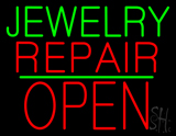 Jewelry Repair Block Open Green Line Neon Sign