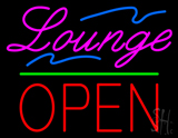 Lounge Block Open Green Line Neon Sign