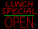 Lunch Special Block Open Green Line Neon Sign