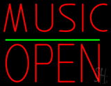 Music Open Block Green Line Neon Sign