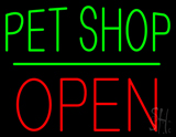 Pet Shop Block Open Green Line Neon Sign