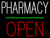 Pharmacy Block Open Green Line Neon Sign