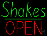 Shakes Block Open Green Line Neon Sign