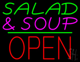 Salad And Soup Block Open Green Line Neon Sign