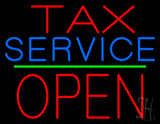 Tax Service Block Open Green Line Neon Sign