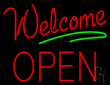 Red Welcome Open Green Line Neon Sign