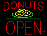 Donut Red And Logo Block Open Green Line Neon Sign