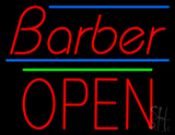 Barber Block Open Green Line Neon Sign