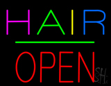 Multi Colored Hair Block Open Green Line Neon Sign