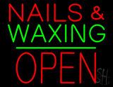 Nails And Waxing Block Open Green Line Neon Sign
