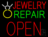 Jewelry Repair Block Open With Logo Neon Sign
