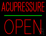 Acupressure Block Open Green Line Neon Sign