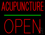 Acupuncture Block Open Green Line Neon Sign