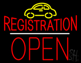 Auto Registration Open Block White Line Neon Sign
