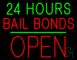 24 Hours Bail Bonds Block Open Green Line Neon Sign