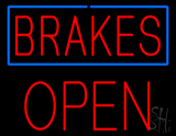 Brakes Blue Border Open Block Neon Sign