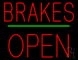 Brakes Open Block Green Line Neon Sign