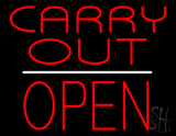 Carry Out Block Open White Line Neon Sign