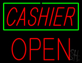 Cashier With Green Border Block Open Neon Sign