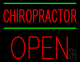 Red Chiropractor Green Lines Block Open Neon Sign