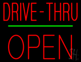 Red Drive Thru Block Open Green Line Neon Sign
