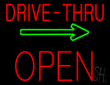 Drive Thru Block Open With Green Arrow Neon Sign