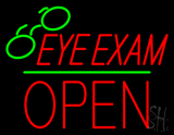 Eye Exams Block Open Green Line Neon Sign