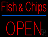 Fish And Chips Block Open Neon Sign