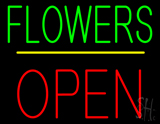 Flowers Block Open Yellow Line Neon Sign