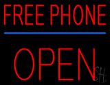 Red Free Phone Block Open Neon Sign
