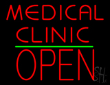 Medical Clinic Block Open Green Line Neon Sign