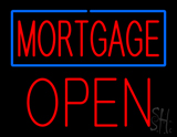 Red Mortgage Blue Border Block Open Neon Sign