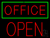 Red Office Green Border Block Open Neon Sign