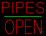 Red Pipes Open Block Green Line Neon Sign