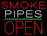 Smoke Pipes Block Open Green Line Neon Sign