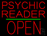 Psychic Reader Block Open Block Green Line Neon Sign